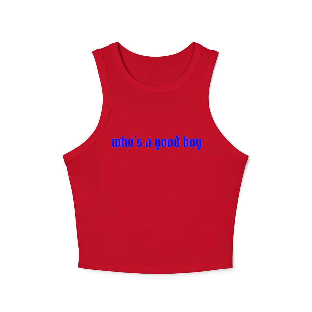Who's A Good Boy Rib Racer Tank Top