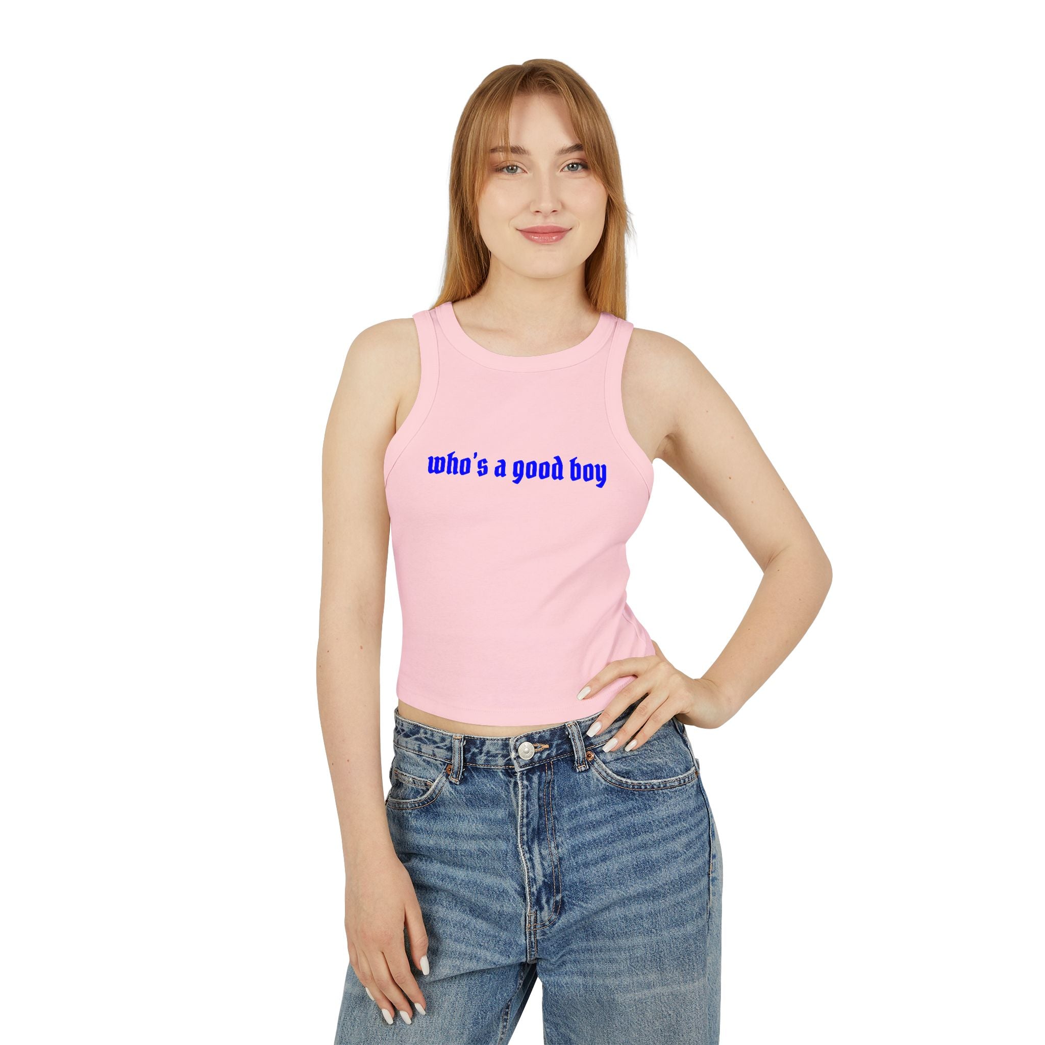 Who's A Good Boy Rib Racer Tank Top